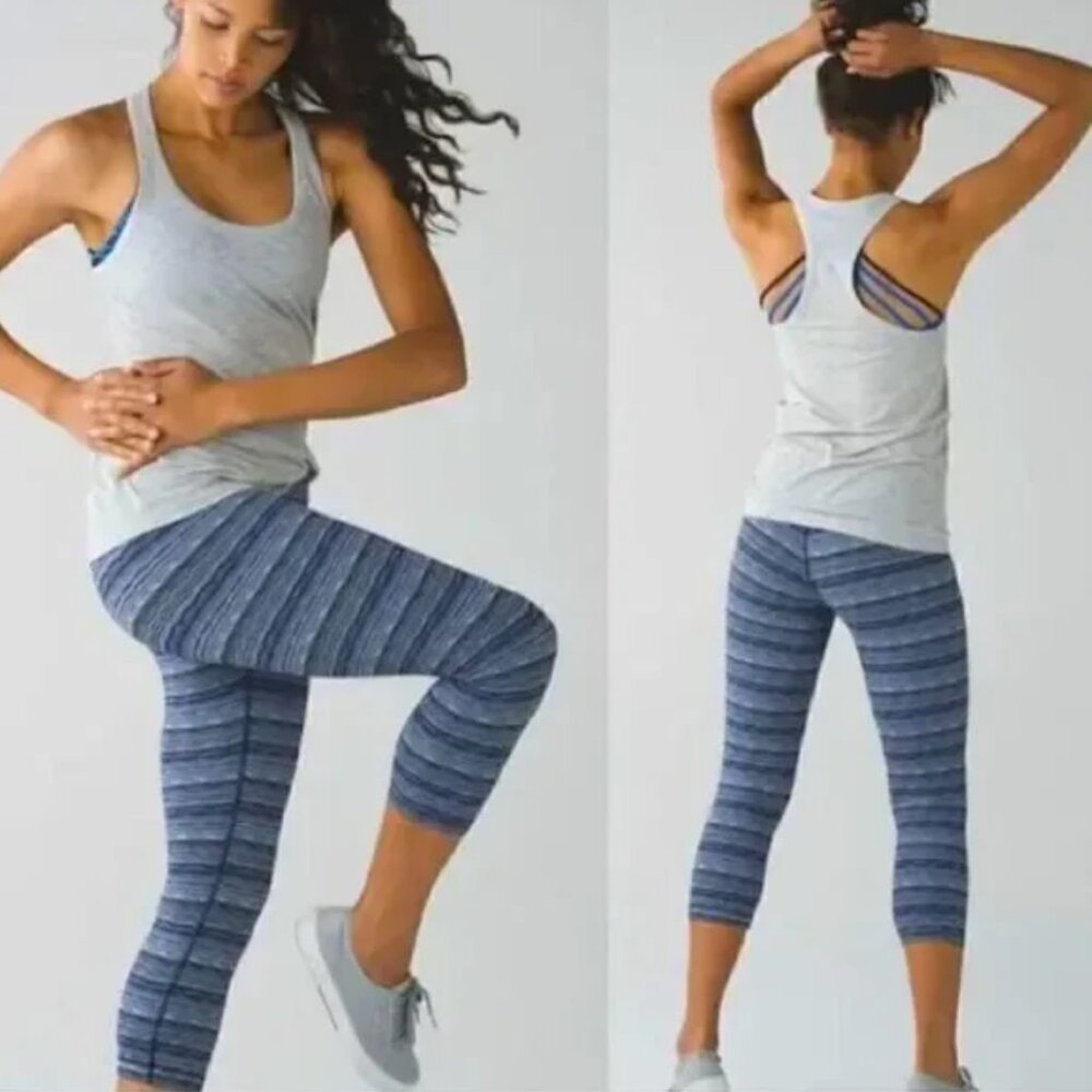 Lululemon Wunder Under Crop III 21 1/2" Space Dye Twist Sapphire Blue Multi